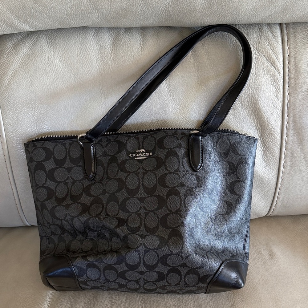 Coach Charcoal/Black Signature Tote